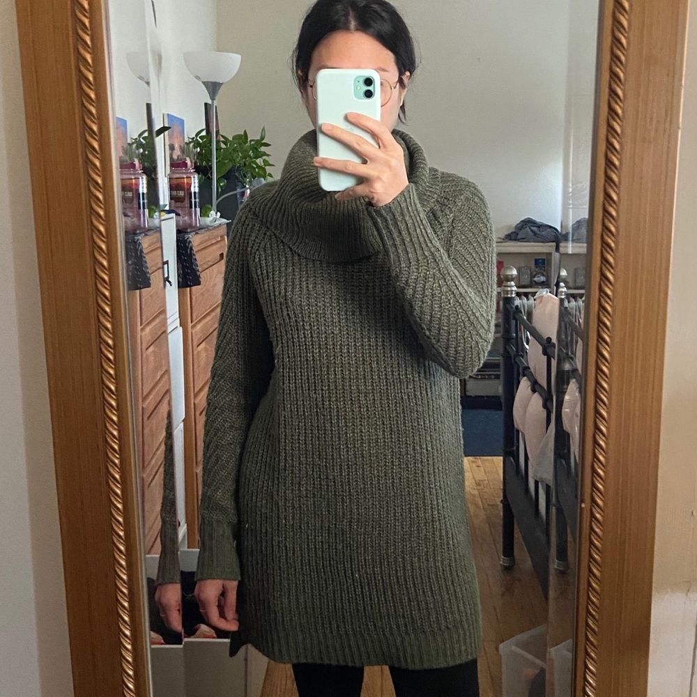 A new day cowl neck olive green sweater dress*